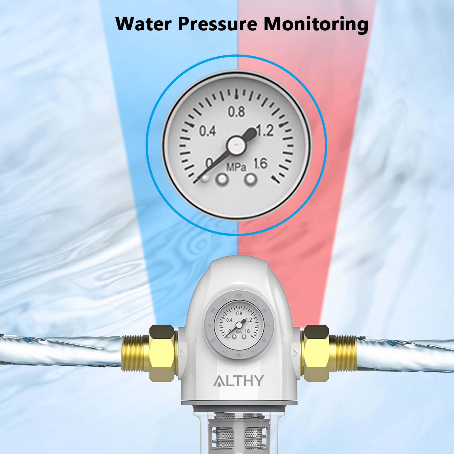 ALTHY PRE-AUTO2 Prefiltro de retrolavagem de descarga automática Spin Down Sedimento Filtro de água Central Sistema purificador de casa inteira