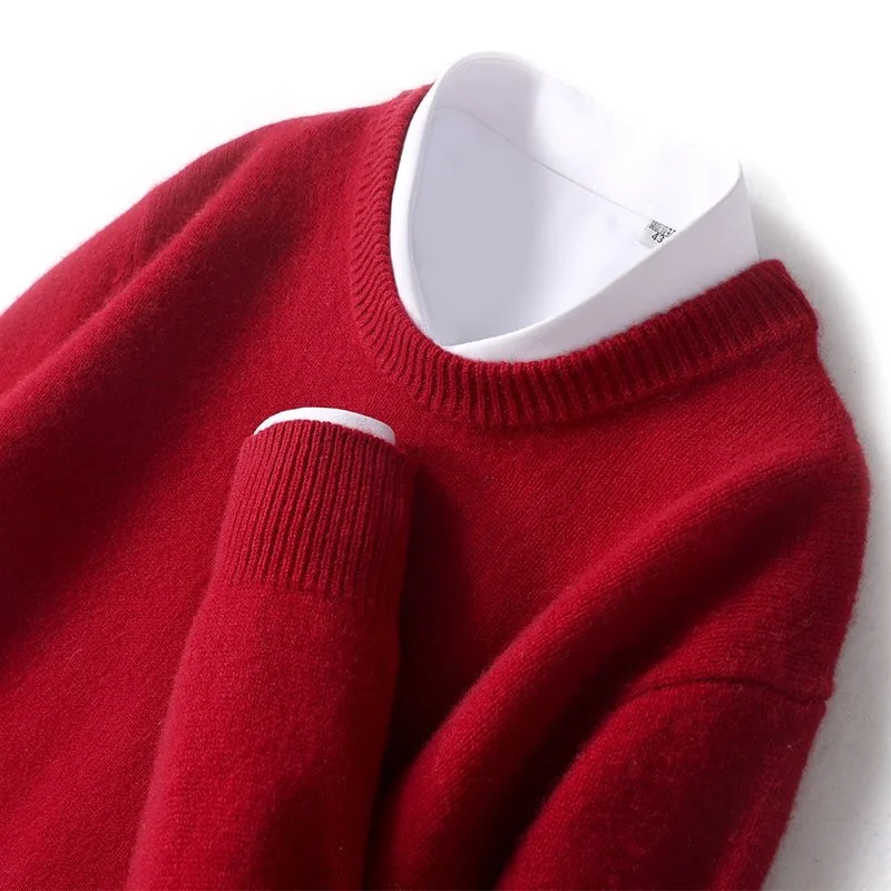 Hot Koop Kasjmier Heren Trui O-hals Gebreide Truien Lange Mouw Mannelijke Trui Zachte Warme Wollen Mode Kleding Big Size