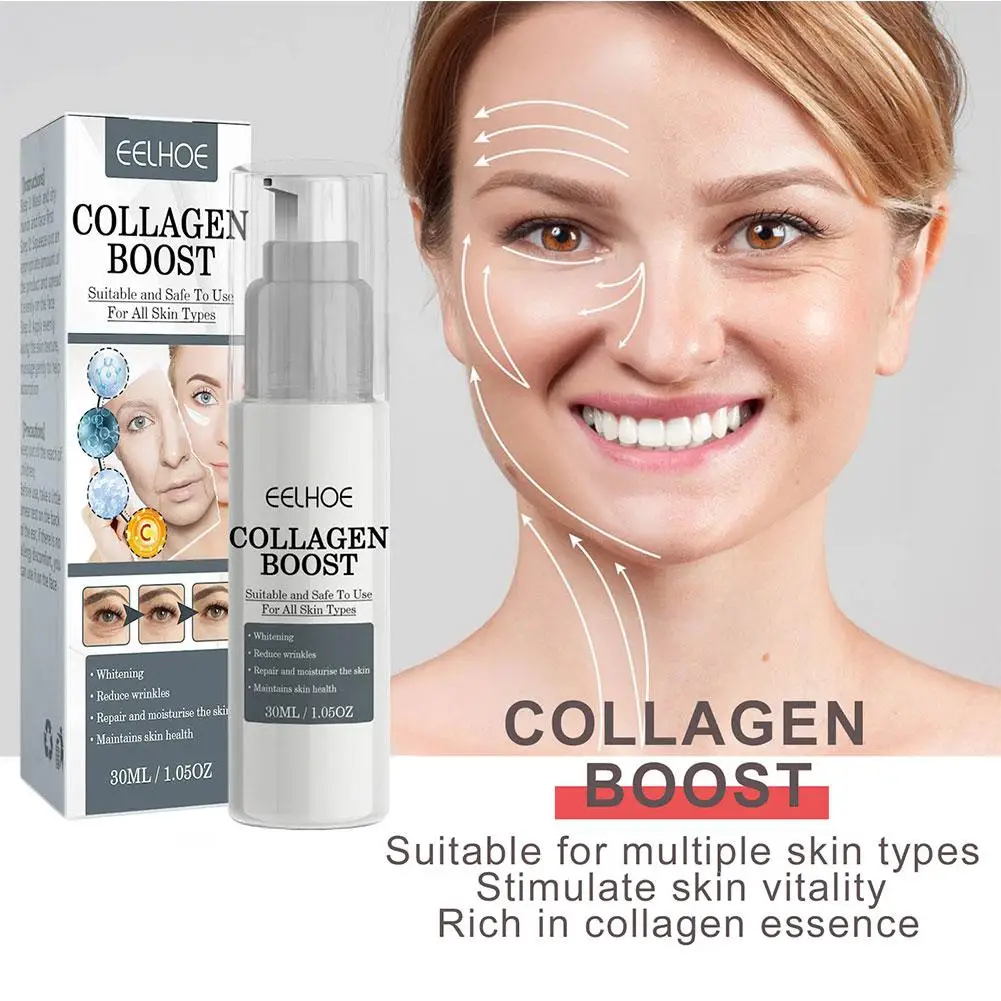 1/2/3 pçs 30ml colágeno boost firmando essência creme desvanece-se linhas finas rosto iluminando soro creme cuidados com a pele para mulher