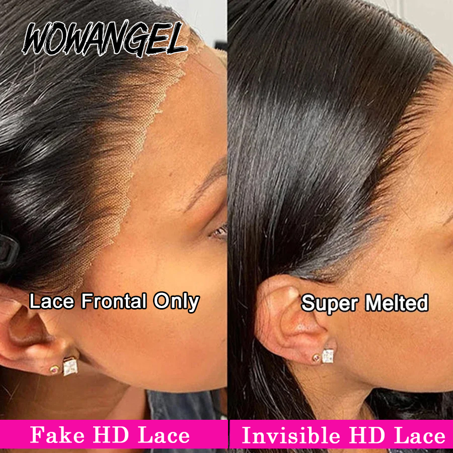 Wow Angel 13x4 13x6 HD レースフロントのみメルトスキン ブラジリアンストレート人毛 5x5 6x6 HD レース閉鎖事前摘み取り無料部分