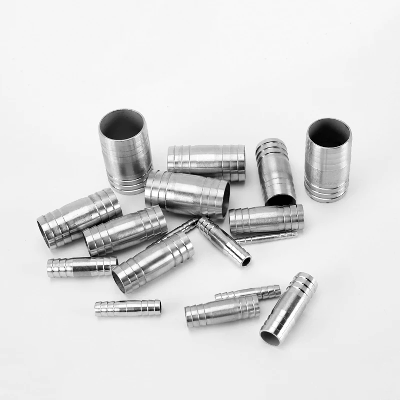 Conector de acero inoxidable 304 de doble púas OD 6, 8, 10-41mm, conector de instalación de tubería recta igual de 2 vías, junta de Pagoda, púa para manguera