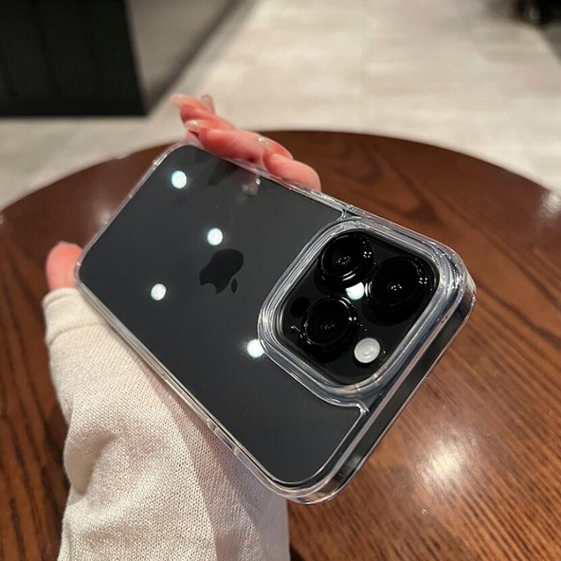 Transparente, stoßfeste Hart-Acryl-Hülle für iPhone 16 15 14 13 12 Mini 11 Pro XS Max X XR 7 8Plus SE, weiche Silikon-Stoßstangenabdeckung