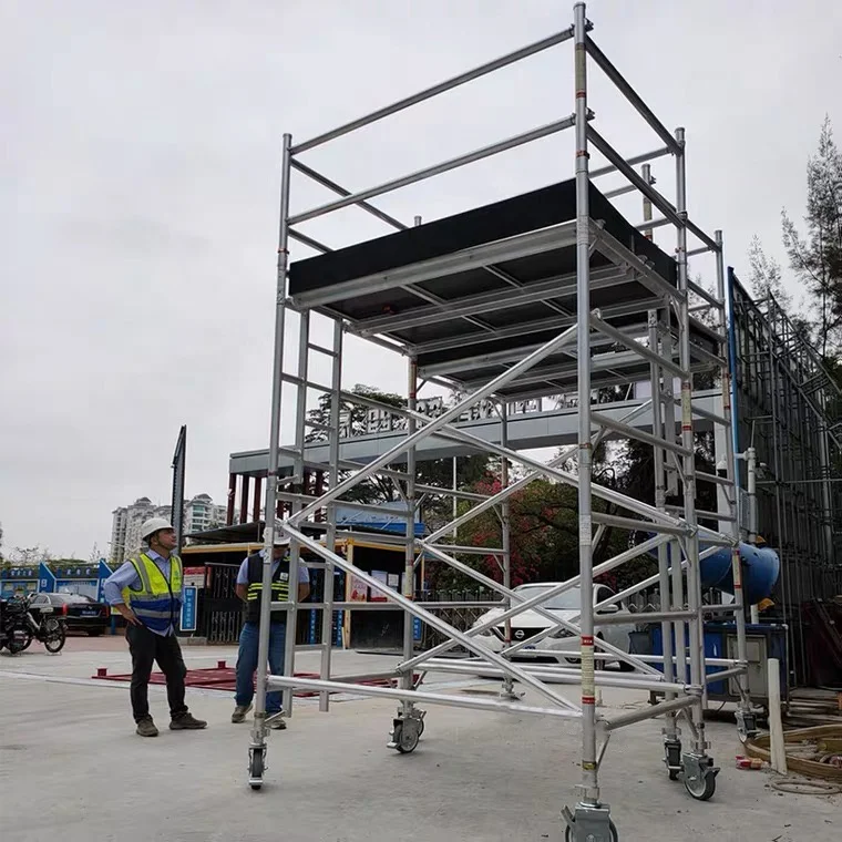 Top Rated Certification Double Width Aluminum Tower Portable Work Platform Scaffolding Platform