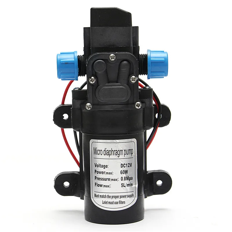 DC12V 60W 120PSI 5L/MIN การเกษตรไฟฟ้าปั๊มน้ําสีดํา Micro แรงดันสูงไดอะแฟรมน้ํา Sprayer ล้างรถ 12 V อะแดปเตอร์