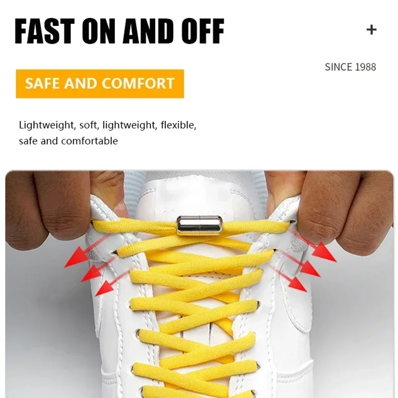 Nueva versión, cordones elásticos sin atar, cordones de zapatos con cerradura de Metal para niños, zapatillas de deporte para adultos, cordones rápidos, cordones semicirculares