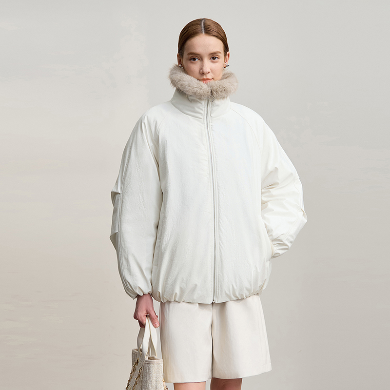 AMII женская куртка 2025, зимняя новая свободная куртка среднего и длинного мехового воротника с длинным рукавом на молнии, повседневная теплая парка, женская куртка 12544100