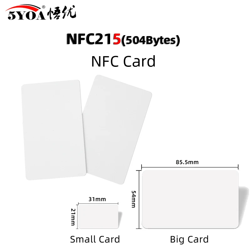 5YOA 10/50/100 pièces NFC Ntag215 carte 13.56MHz 215 RFID mini cartes ultralégères PVC NFC215 TagMo étanche NFC téléphone 504 octets