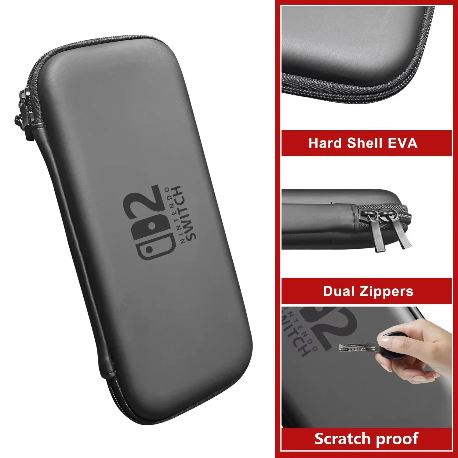 Slim Travel กระเป๋าถือสําหรับ 2025 สวิทช์ 2 อุปกรณ์เสริม,กันน้ํา EVA Hard Shell ป้องกันกระเป๋า NS 2