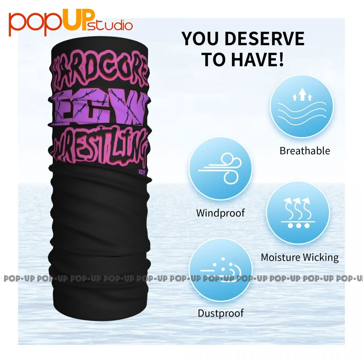 Ewハードコアレスリングバンダナ、スカーフフェイスマスク、ネックゲイター、90s P-281