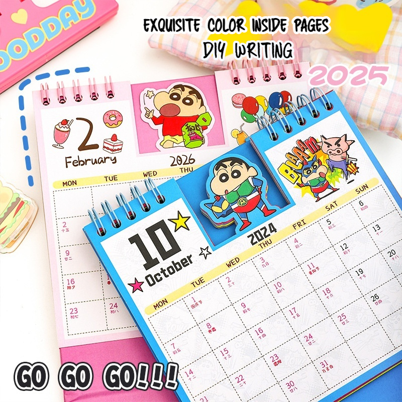 Crayon Shin Chan 2025 Concave Convex Desk Calendar New Cartoon Cute Desktop Crayon Shin Chan Calendar Cartoon Ornament Plan Book