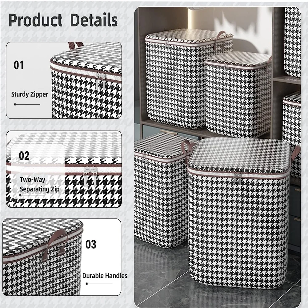 Folding Clothes Storage Bag Visible Portable Wardrobe Sorting Clothes Storage Box with Reinforced Handle for Bedding Quilt