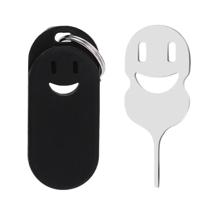 Anti-Lost Sim Card Eject Pin Needle with Storage Case for Iphone Samsung Phone Steel Ejector Pin SIM Card Tray Opener Keyring