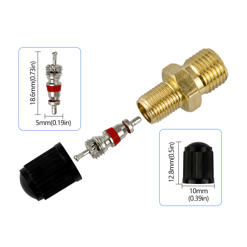 Латунные стержни клапанов для шин 1/8 NPT 1/4 NPT M8x1, высококачественные воздушные клапаны для автомобилей, мотоциклов, велосипедных шин, прочные колпачки