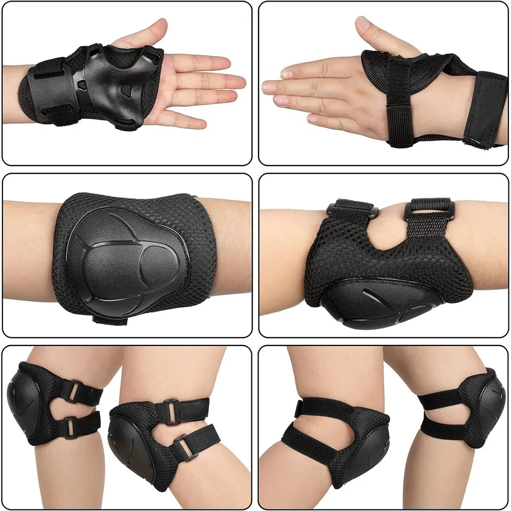 Crianças equipamentos de proteção joelheiras e cotoveleiras 3 em 1 com protetor de pulso para patinskate ciclismo patinação bicicleta scooter