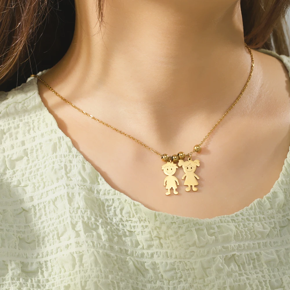 ส่วนบุคคลเด็กผู้หญิงสร้อยคอ CUSTOM CHAIN ชื่อแม่เด็กครอบครัวของขวัญวาเลนไทน์สําหรับผู้หญิงผู้ชายสแตนเลสจี้เครื่องประดับ