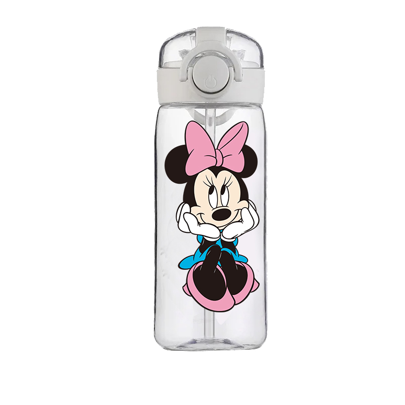 Disney Minnie Mouse น่ารักการ์ตูนถ้วยฟางเด็กนักเรียน DROP-Resistant ฤดูร้อนใหม่แก้วน้ําดูดีแบบพกพา