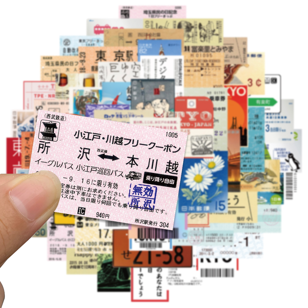 60 pçs cartão postal japonês bilhete ins estilo selo adesivo papelaria viagem diário bagagem capacete à prova dwaterproof água atacado adesivos