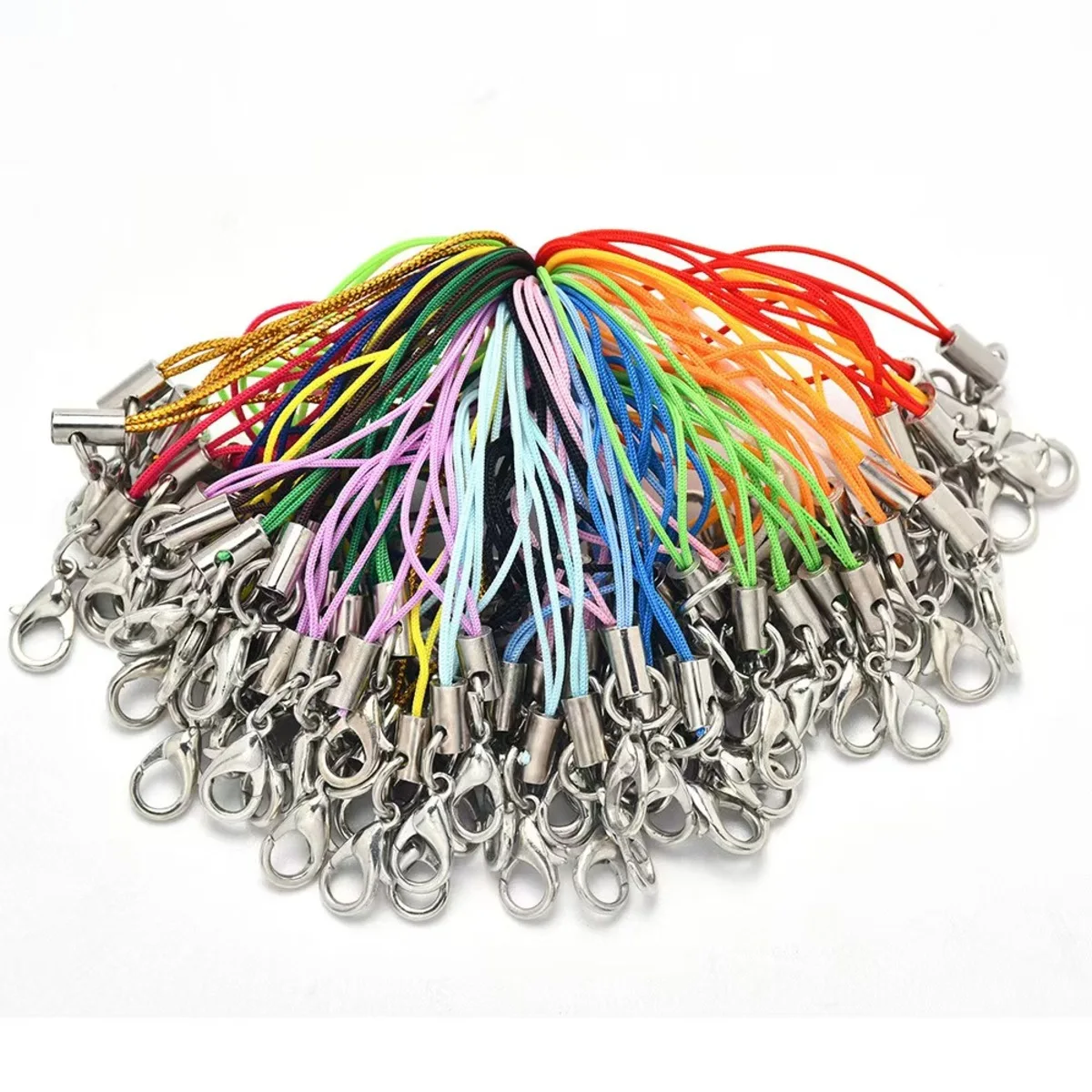 50 PZ Cinghia Nera Cavo di Fascino Cordino Lariat Cinghia Cavi Aragosta Chiusura Corda Portachiavi Ganci Mobile Set Pendenti E Ciondoli Accessori di Gioielli