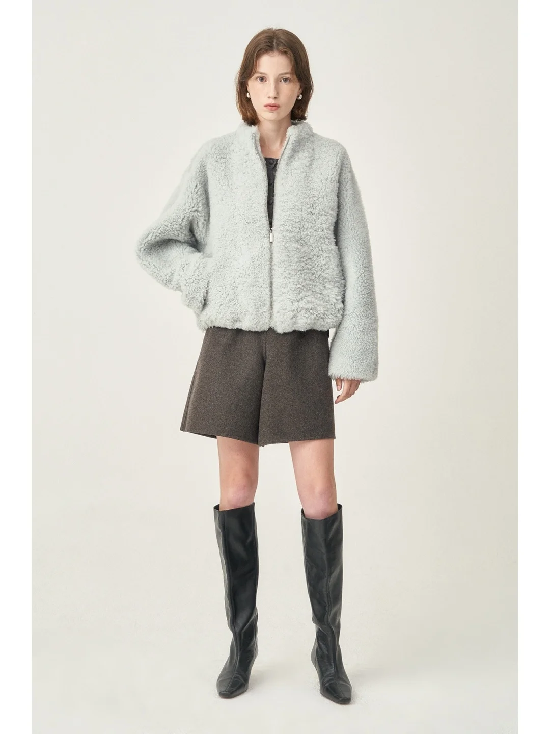 Casaco Curto E de Manga Longa para Mulheres, Estilo Casual, Jaqueta de Couro Sintético com Pelagem, Moda gável para...