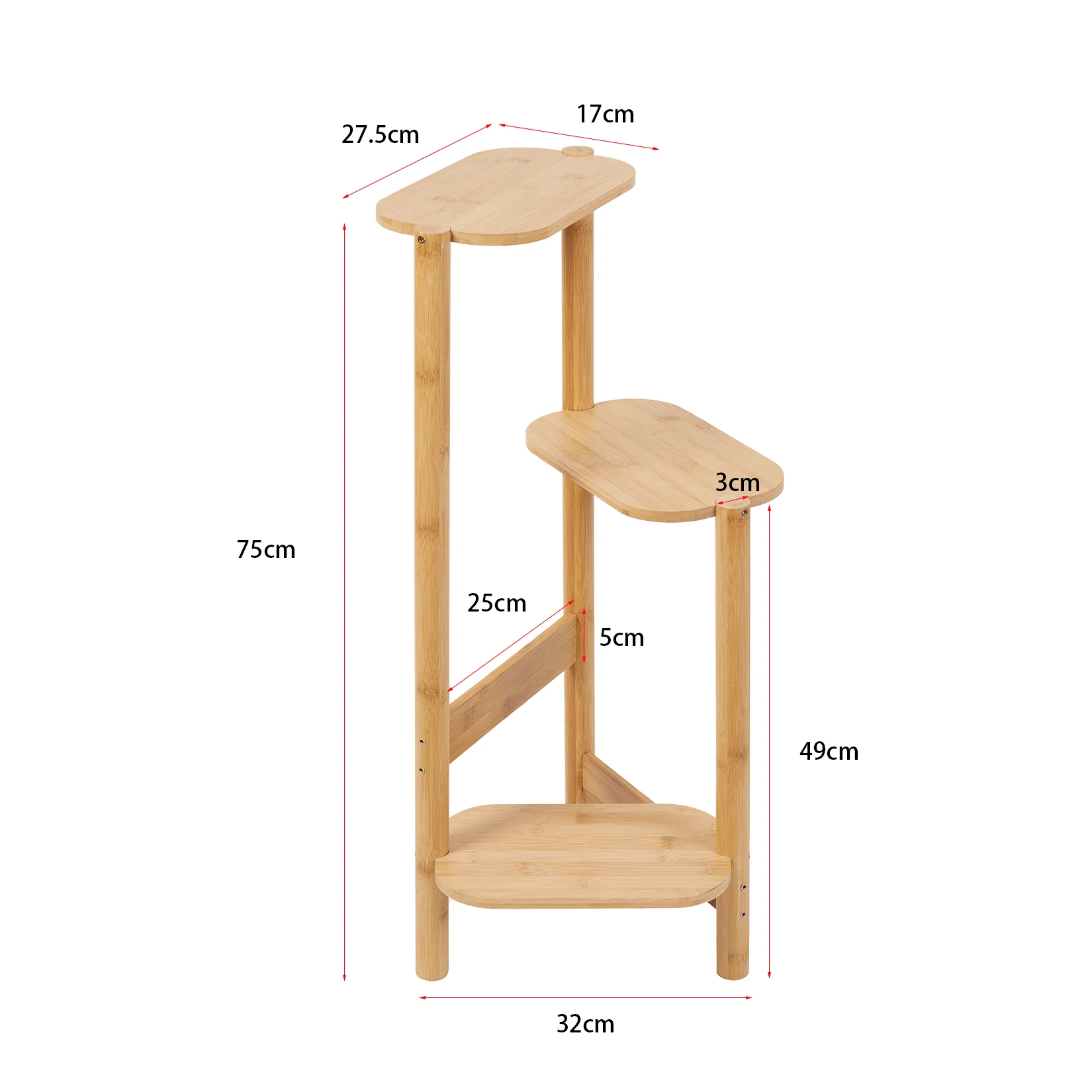 Supporto per piante a 3 livelli, scaffale angolare per piante in bambù, supporto per vaso, scaffale per piante da interno, scaffale per fiori