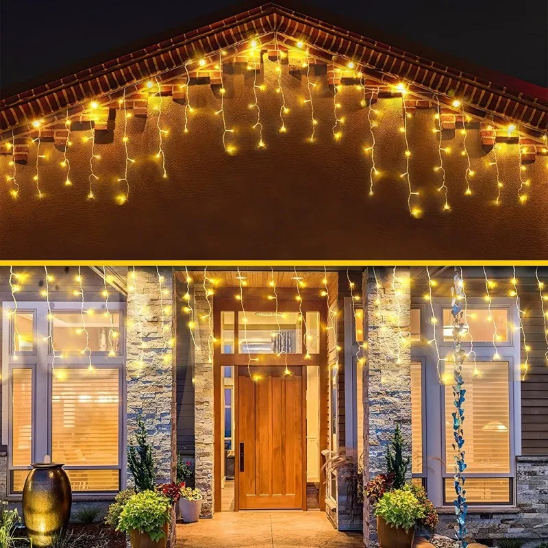 Trang Trí Giáng Sinh 2023 LED Màn Sáng Rủ Xuống 0.4-0.6M Năm Mới 2022 Trang Trí Icicle Ánh Sáng Ngoài Trời Đường Vòng Hoa trong Căn Nhà