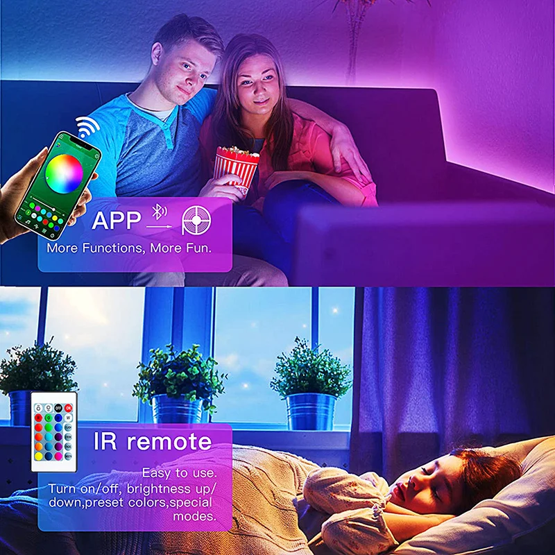 Luci LED USB 5V per TV con controllo APP Nastro flessibile a nastro RGB5050 30 led/m TV Retroilluminazione a LED Camera da letto Decor Illuminazione