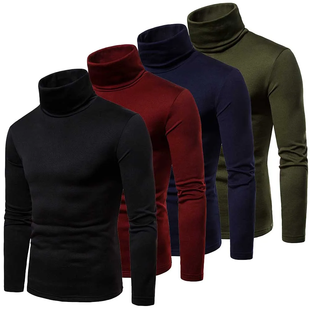Herbst Winter Herren Rollkragenpullover Casual Thermal Langarm Slim Fit Pullover Stretch Basic Tops Sweatshirt Jumper TShirt
