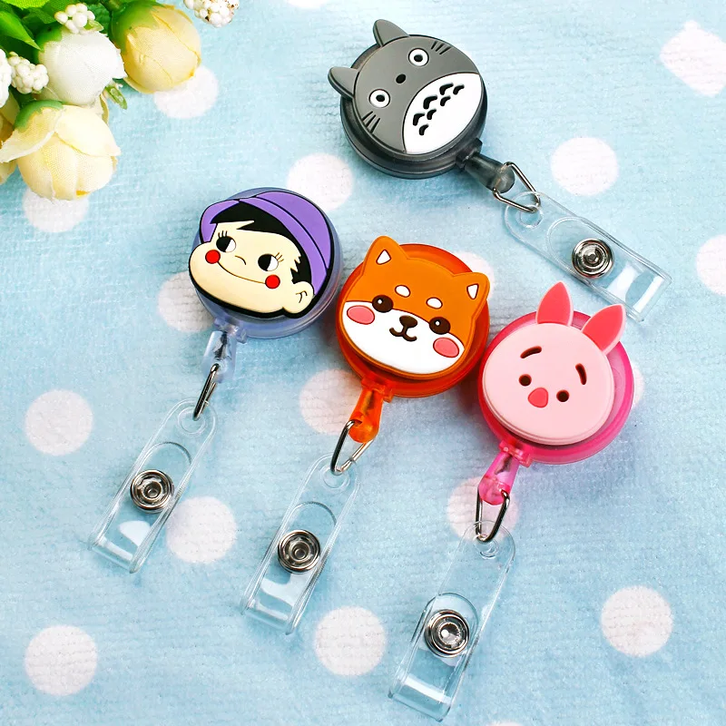Hello Kitty Winnie the Pooh Lotso for ID Card Holder Scalable Toggle Clip Employee Card Nurse Chest Card Student Bus Card Holder
