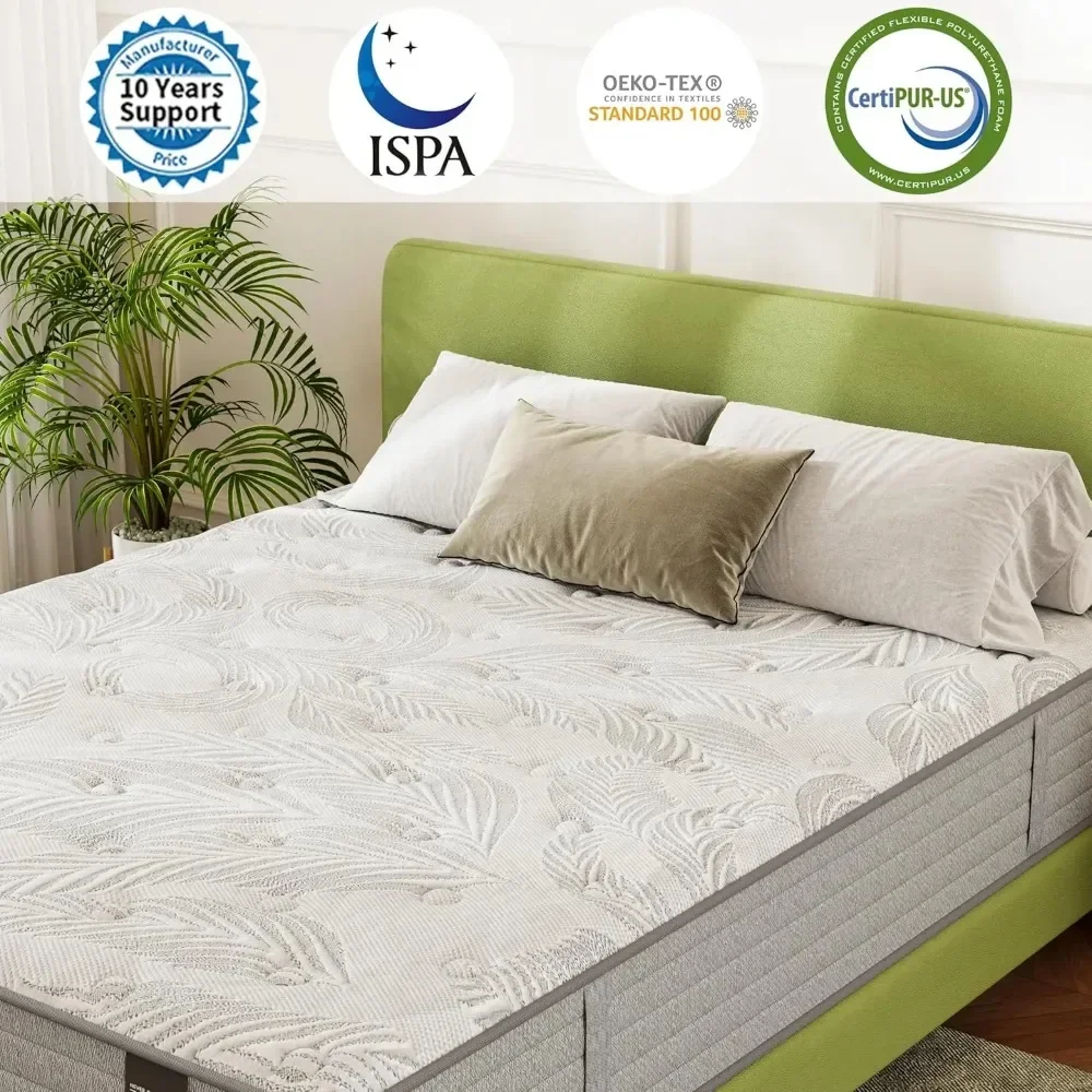 Full Size Mattress 12 Inch , Gel Memory Foam Mattress，Hybrid Full Mattress in A Box Individually Pocket Springs