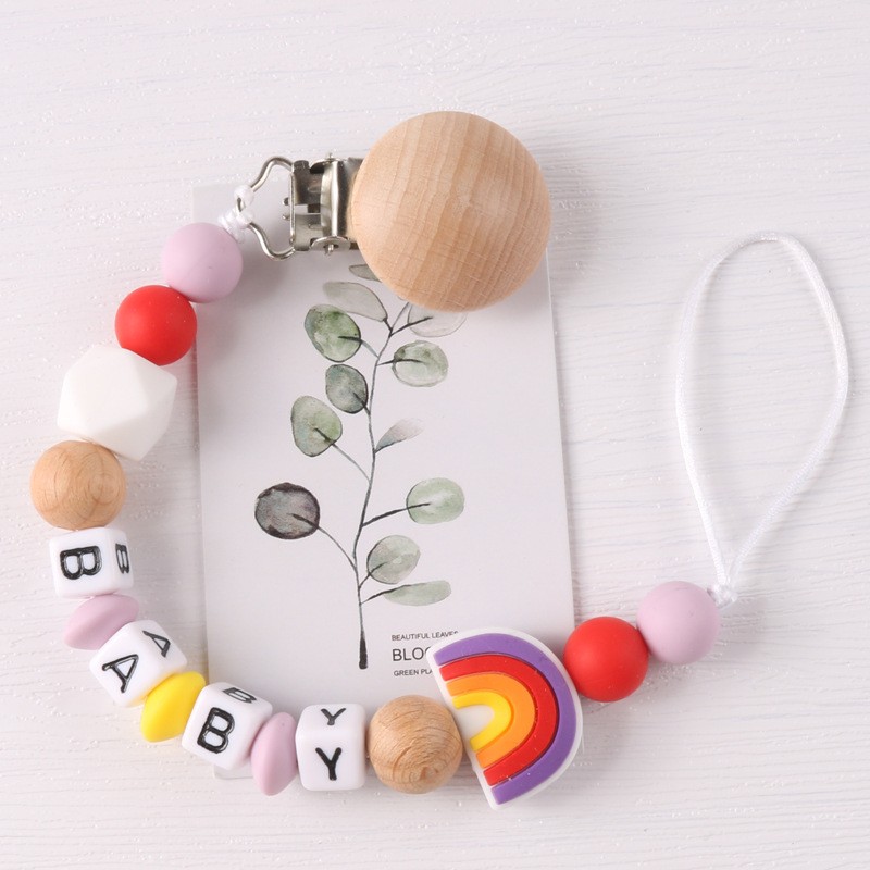 Baby products Beech clip silicone pacifier chain