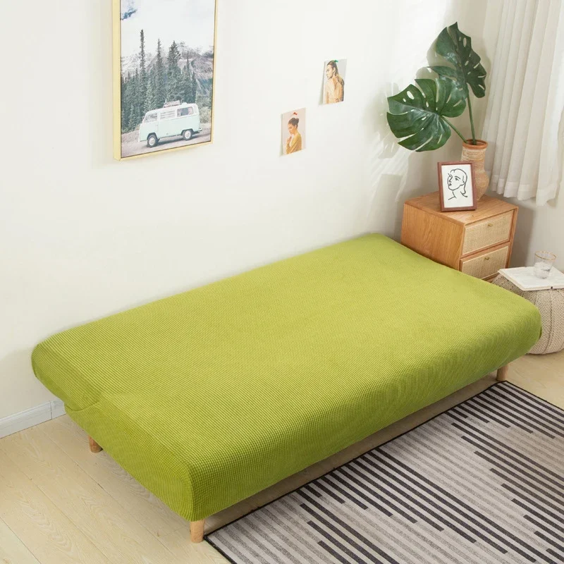Funda de sofá cama sin brazos de tela Polar, Color sólido sin reposabrazos, muebles plegables elásticos grandes, decoración del hogar, funda de banco