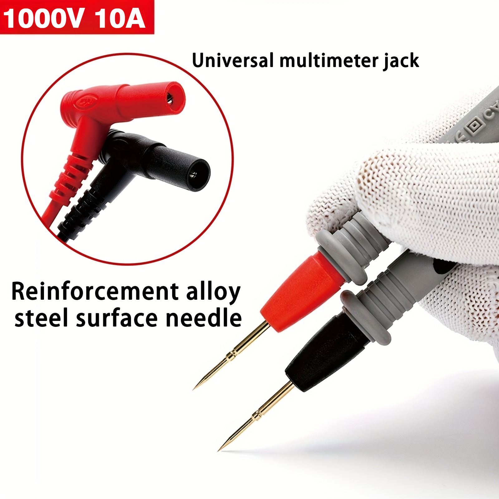 Cables de prueba de sonda multímetro Digital, 1000V, 10A, punta de aguja Universal, multímetro, Cable de sonda de plomo, Cable de pluma