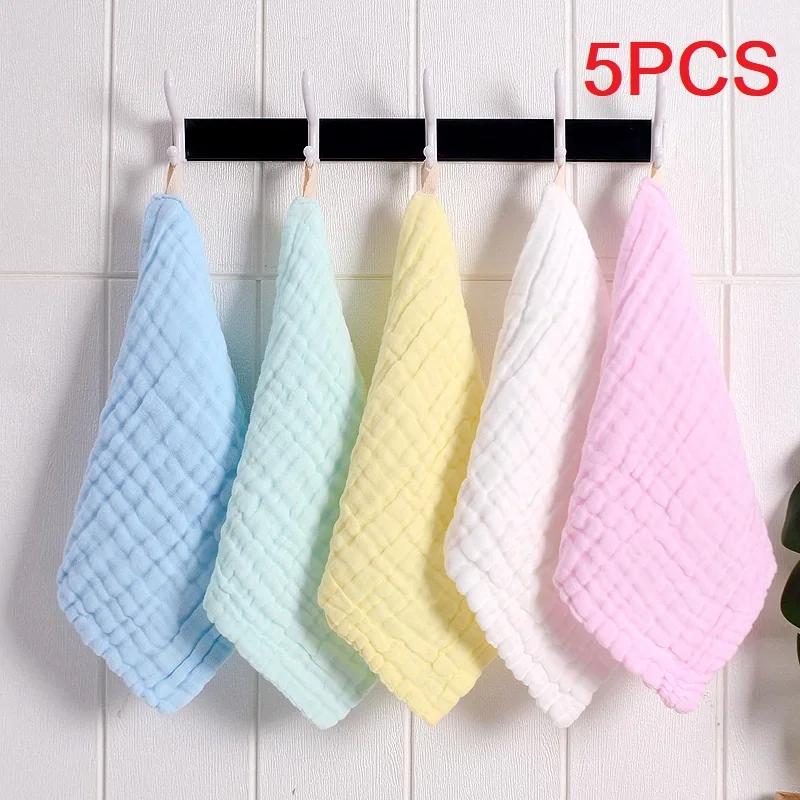 5pcs 100% ผ้าฝ้ายผ้าเช็ดตัวเด็ก 30*30 ซม.นุ่มสีทึบทารกแรกเกิดล้างหน้ามือผ้าเช็ดตัว Bibs ผ้าเช็ดหน้า