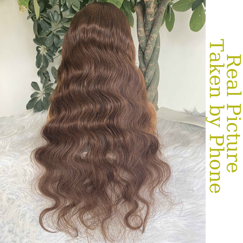 Parrucca anteriore in pizzo marrone cioccolato per capelli umani onda del corpo 13x4 parrucca frontale in pizzo pre pizzicata parrucche in pizzo HD per le donne parrucca 4x4 densità 180
