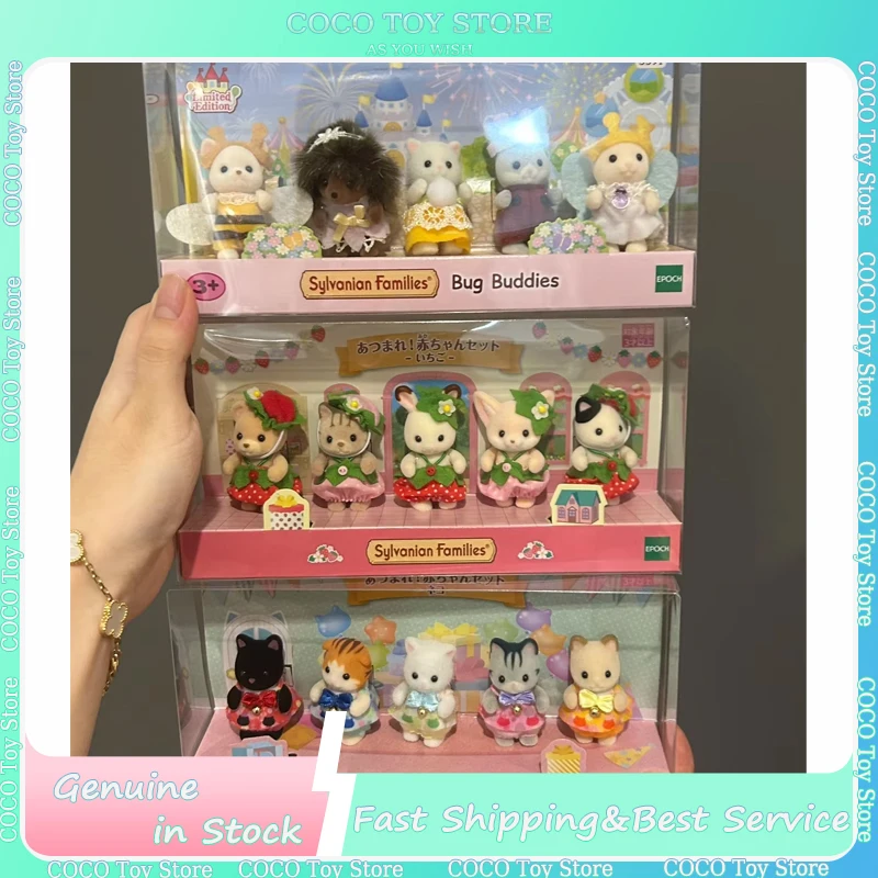 Families Sylvanian genuinos 2025, 40 ° aniversario, familia de fresas personalizada, venta al por mayor, Ternurines, colección de espectáculos de fantasía, juguete de regalo