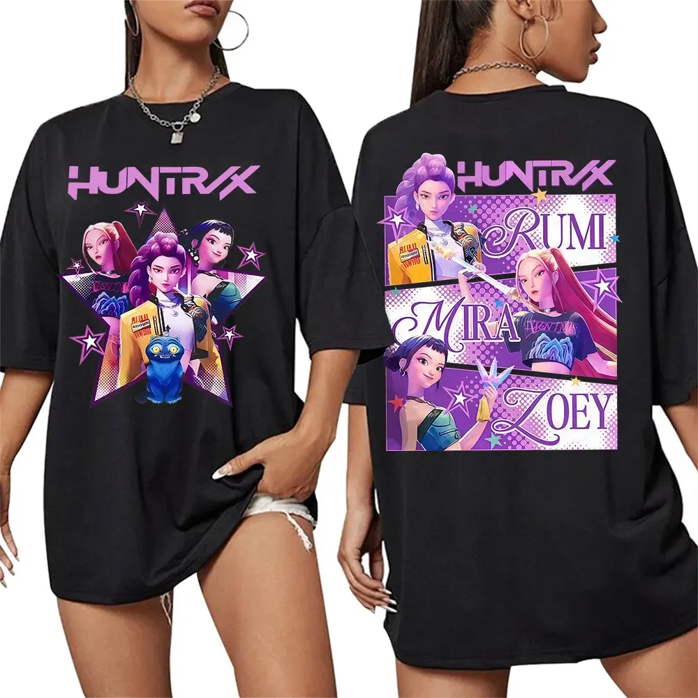 K-pop caçadores de demônios rumi mira zey 2025 filme gráfico camiseta das mulheres dos homens harajuku alta qualidade moda casual moletom unisex
