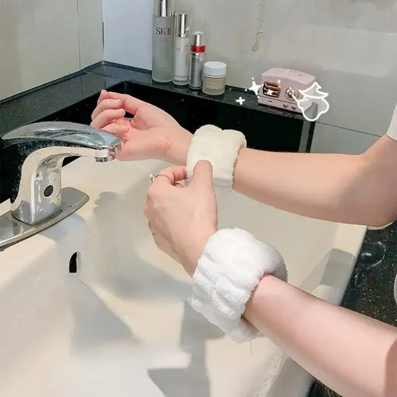 2 pçs lavagem de rosto mão alça de pulso reutilizável suor banda microfibra toalha flexível absorvente pulseira de pulso lavagem facial confortável