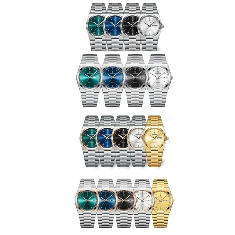 Poedagar casal relógios tendência da moda relógio de quartzo original para amante à prova dwaterproof água luminosa data semana relógio de pulso masculino e feminino