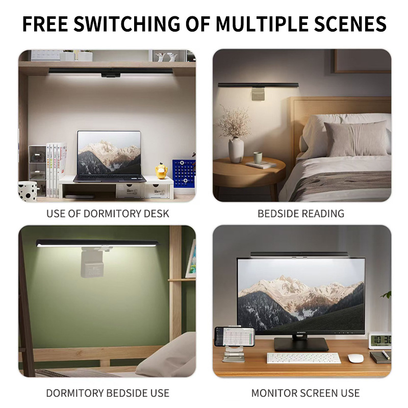 Computer Monitor Screen Light Bar LED Desk Lamp Monitor Light Bar Eye-Care Stepless Dimming Lighting Table Lamp for Work Gaming