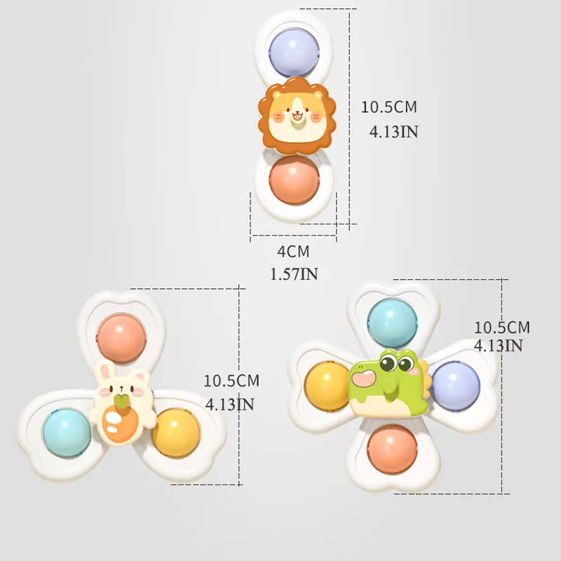 3PC ชุดดูดถ้วยปั่นการ์ตูนสัตว์ SPINNER ของเล่นเด็กหน้าต่างเก้าอี้สูงถาดอาบน้ําตารางเดินทางสําหรับของขวัญเด็ก