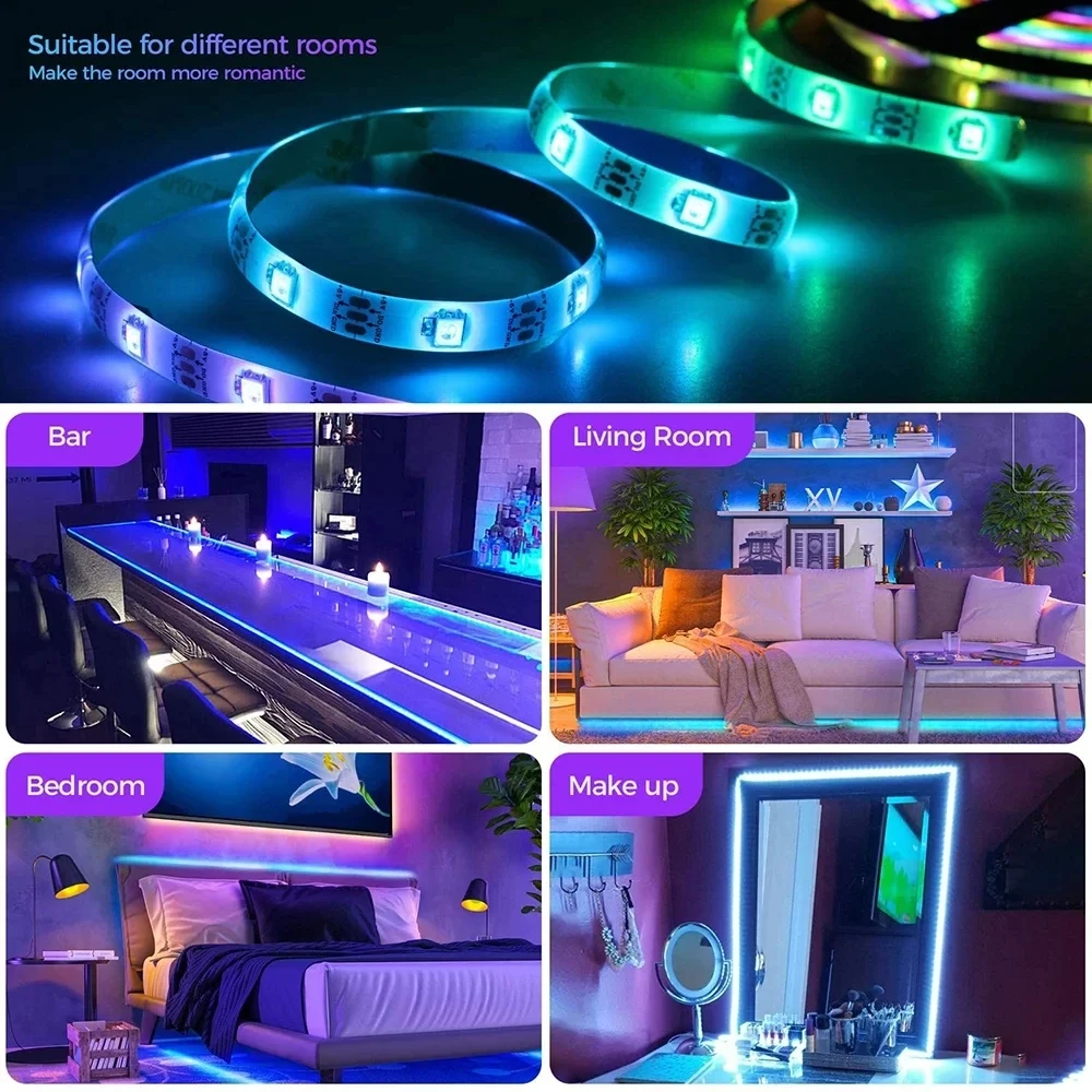 Colore RGB 5050 Striscia LED Bluetooth Nastro Decor per Camera LED 10m 15m 20m 30m PC TV retroilluminazione Illuminazione a LED al neon C meesтоди®дglas лента