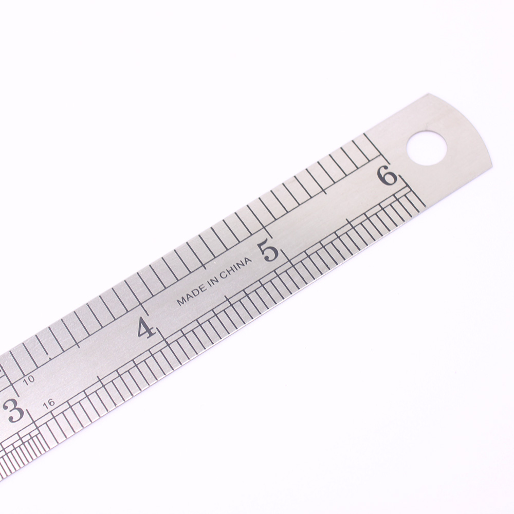 Regla de Metal de acero inoxidable de precisión, suministros de escritura de papelería de oficina de aprendizaje de doble cara, 15cm, 6 pulgadas, 1 Uds.