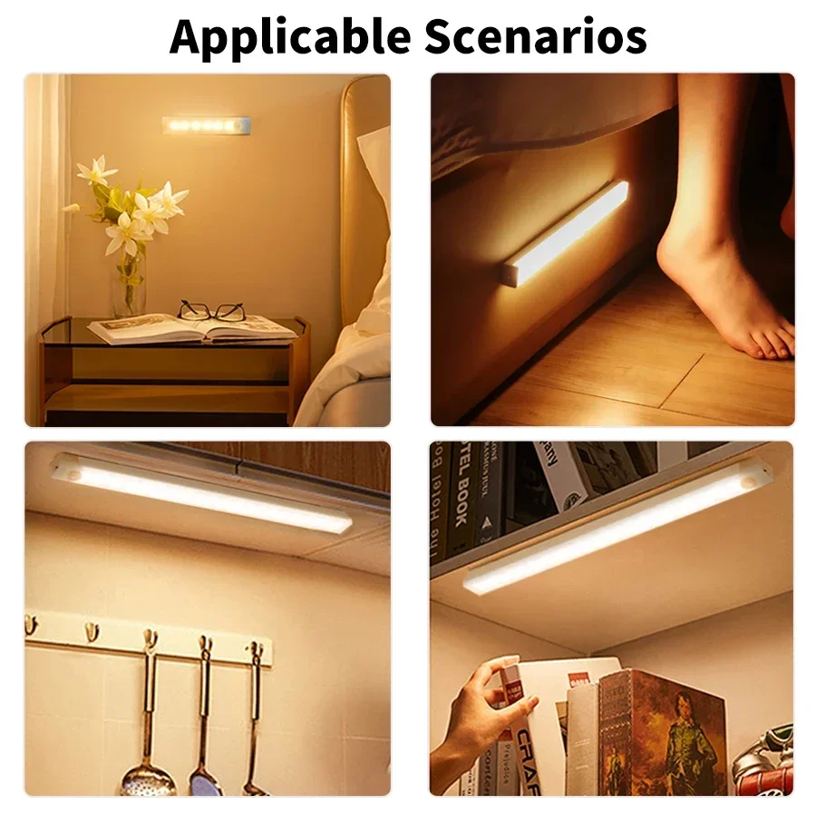 LED Nacht Lichter Drahtlose Wiederaufladbare LED Motion Sensor Schrank Licht Für Schrank Küche Kleiderschrank Treppen Magnetische Unter Lichter