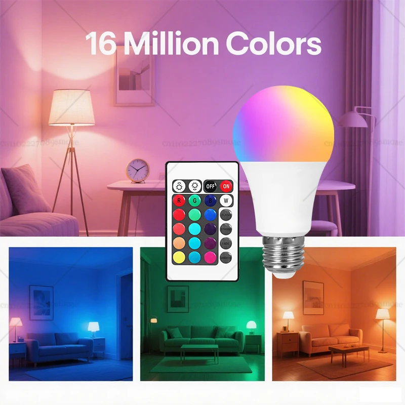 Lampadina LED E27 RGB 220V con telecomando IR 24 telecomandi che cambiano colore Lampada multicolore Faretto per la decorazione domestica della festa in camera da letto