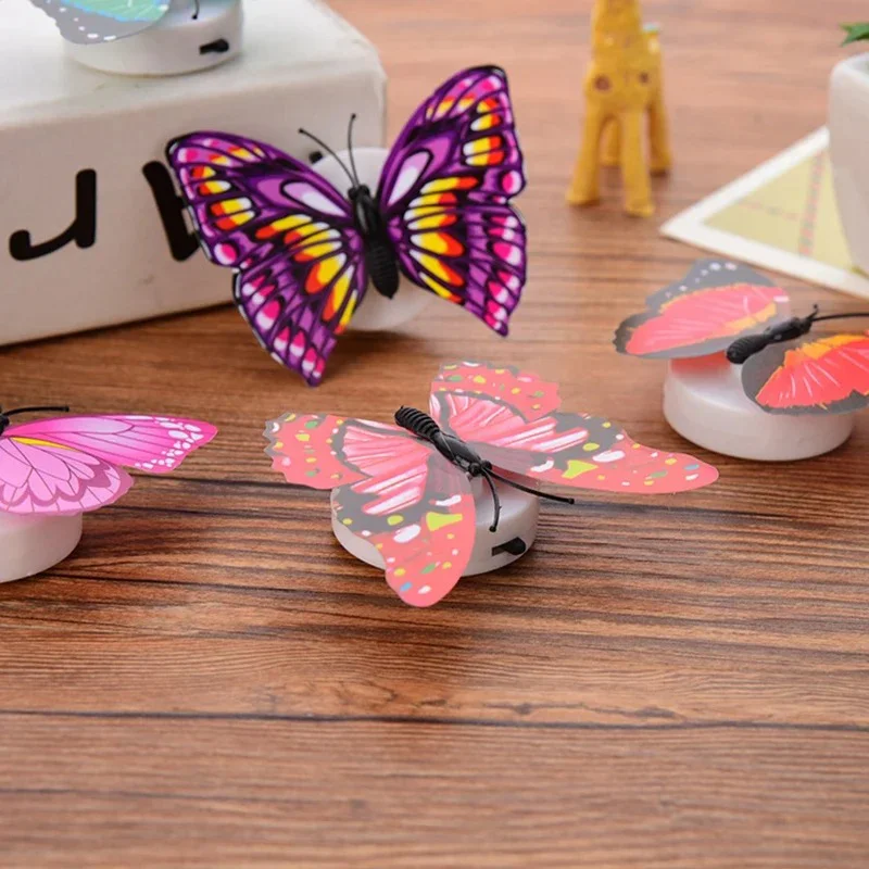 Ranpo 뜨거운 나비 밤 빛 크리 에이 티브 재밌는 다채로운 빛나는 나비 빛 Stickable Diy LED 하우스 장식 벽 조명