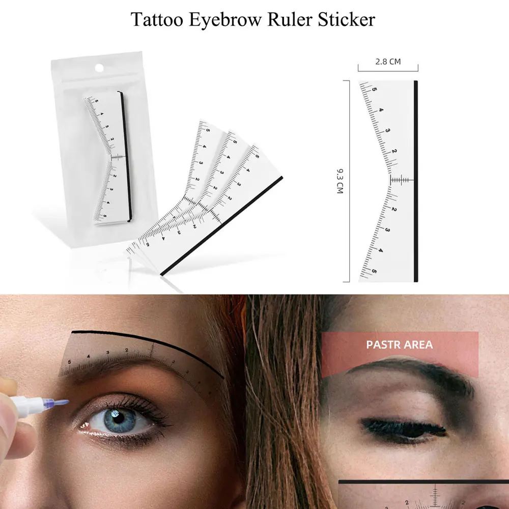 20 teile/paket Tattoo Mapping Augenbraue Herrscher Aufkleber Microblading Klebstoff V Shap Stirn Messung Schablone Werkzeuge Make-Up Versorgung