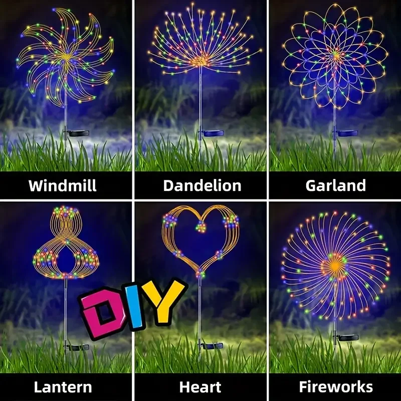 NEUE 200 LEDs Solar Feuerwerk Lichter Im Freien Wasserdichte Solar Garten Lichter 8 Beleuchtung Modi Mit Fernbedienung Dekorationen Licht