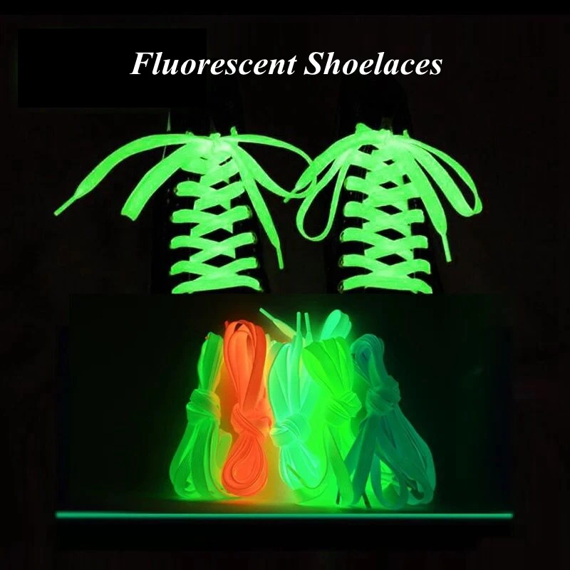 Cordones luminosos planos de 6 colores, adecuados para todos los zapatos, cordones fluorescentes para fiesta, correr de noche, cordones Unisex, 1 par