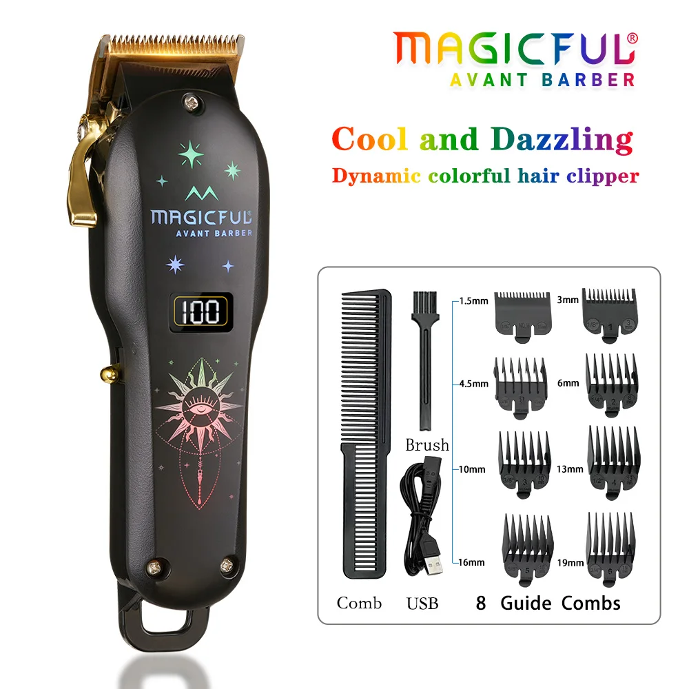 MAGICFUL Haarschneidemaschine, neuer Regenbogen-Mode, professioneller Friseur-Haarschneider, wiederaufladbarer elektrischer Trimmer für Männer und Kinder