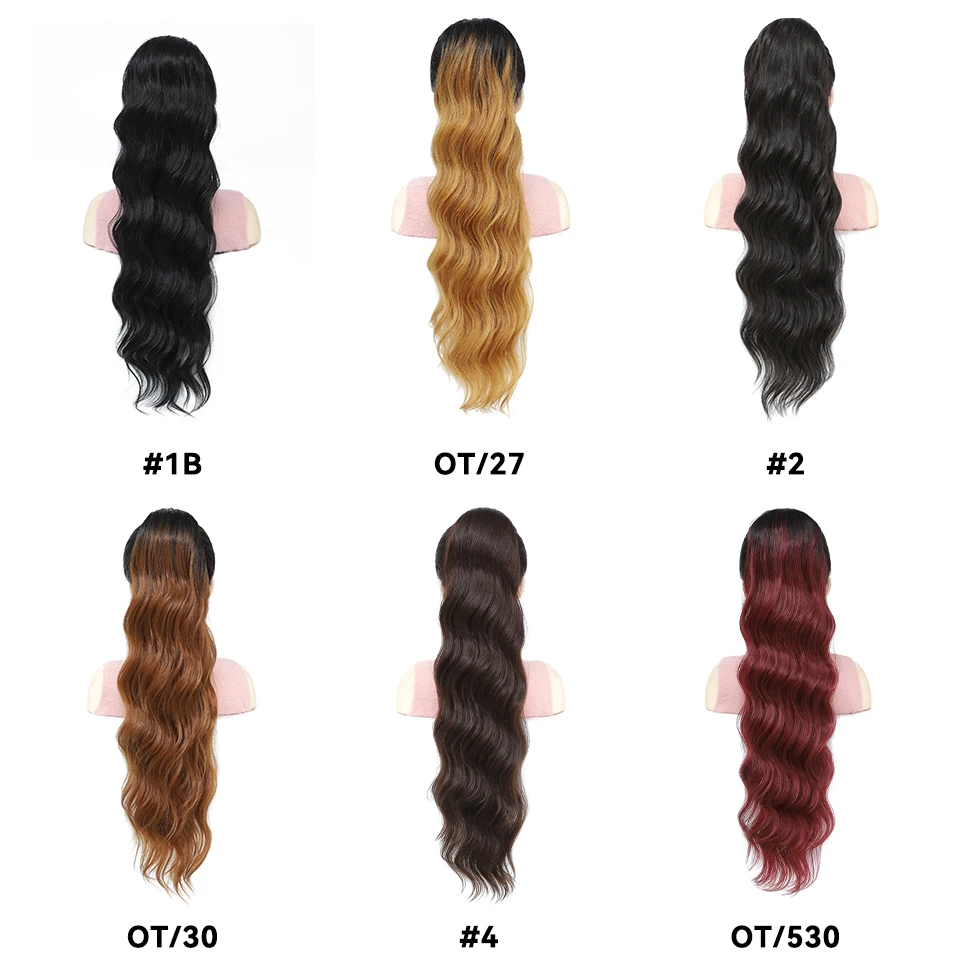 28 นิ้ว Drawstring CURLY หางม้า Extensions สังเคราะห์คลิปใน PONY TAIL สําหรับผู้หญิงสีดํายาวหยักปลอม Hairpieces สําหรับ Afro สาว